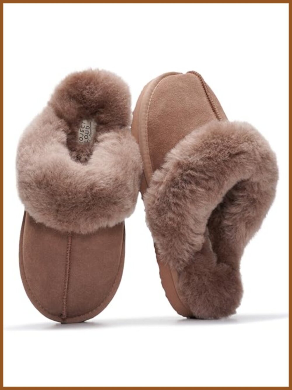 Genuine Leather Fur-Lined Womens Clog Slippers Memory Foam Mules